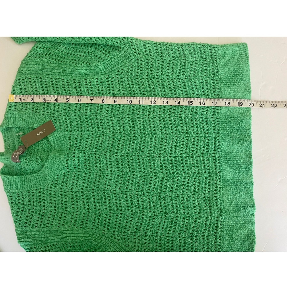 J.Crew Women Green Crochet Cotton Crewneck Sweater CB900 Size M NEW - Picture 10 of 10